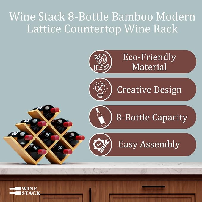 8 Bottle Bamboo Small Wine Rack - Image 7