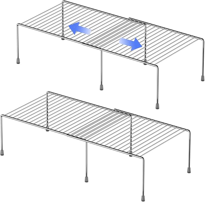 Redrubbit Cabinet Storage Shelf Rack, 4 Piece Expandable Metal Rustproof by Redrubbit