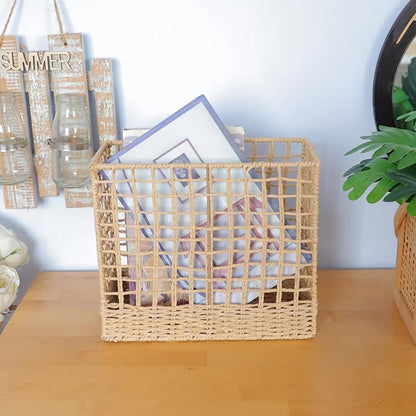 YRMT Magazine Holder Paper Rope Woven Storage Basket - Image 2