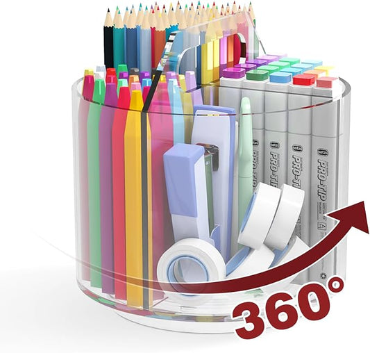 Absonic Pencil Holder for Kids, 360 Rotating Pen Holder for Desk Organizer and by Absonic