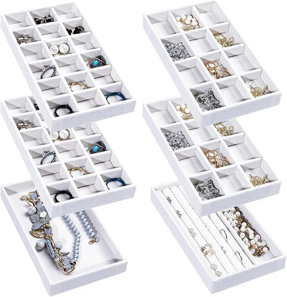 Frebeauty Jewelry Organizer Tray, Stackable Velvet Jewelry Trays, Drawer by Frebeauty