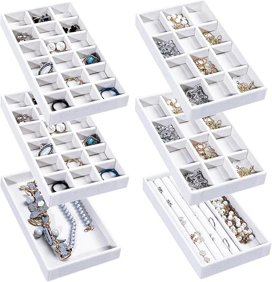 Frebeauty Jewelry Organizer Tray, Stackable Velvet Jewelry Trays, Drawer by Frebeauty