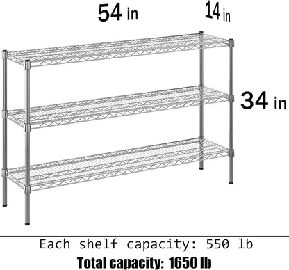 14" Deep x 54" Wide x 34" Height Wire Shelving Kit | 3-Tier | NSF Commercial - Image 3