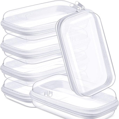 Sanwuta 6 Pcs Clear Hard Zipper Case Hard Plastic Zipper Pouches Transparent by Sanwuta