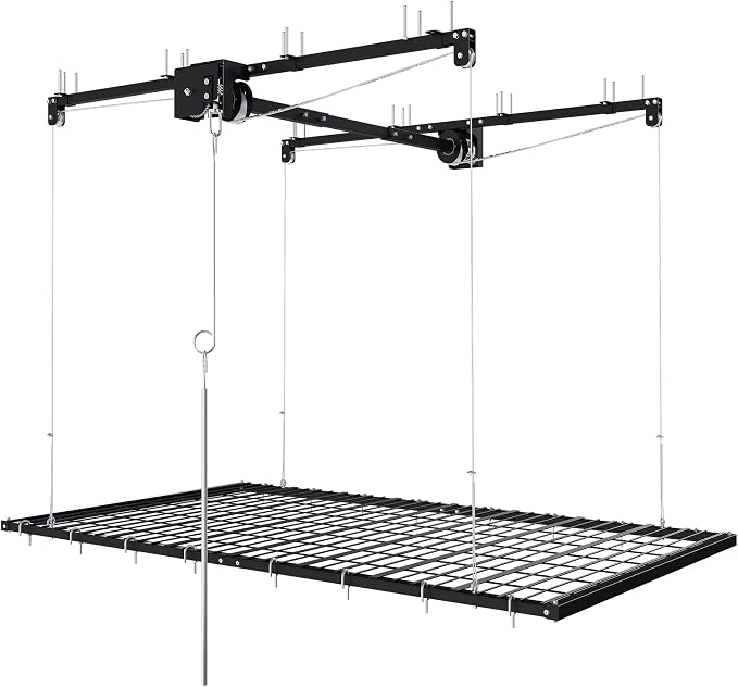 Overhead Garage Storage Rack 4x8 FT, Adjustable Ceiling Lift Storage System by Dithoko