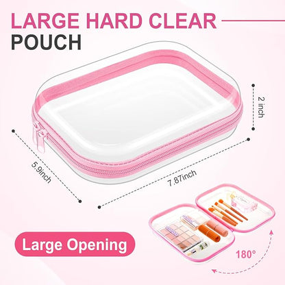 Sanwuta 6 Pcs Clear Hard Zipper Case Hard Plastic Zipper Pouches Transparent - Image 2
