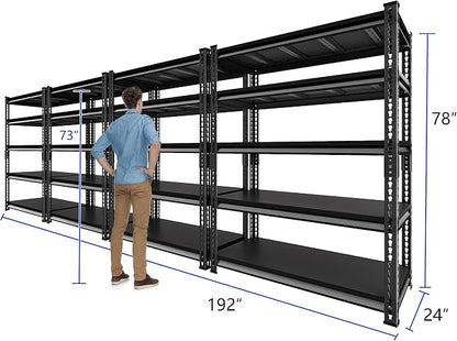 48" W Heavy Duty Garage Shelving, 5-Tier Metal Industrial Shelves, 3000LBS Loads - Image 3