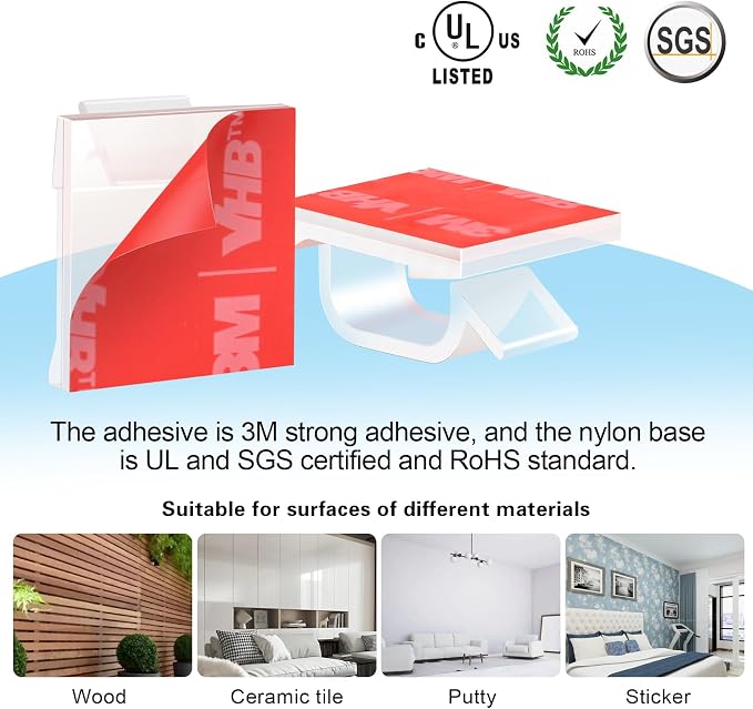 XHF 3/4” Adhesive Cable Wire Clips Clear 120pcs, Outdoor Christmas Light Clips - Image 3