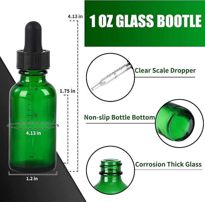 48 Pcs, 1oz Glass Dropper Bottle, Leakproof Tincture Bottles - Image 2