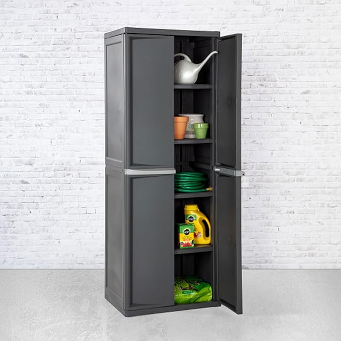Sterilite 2-Pack 4 Shelf Cabinet, Lockable Utility Storage w/ Adjustable Shelves - Image 5