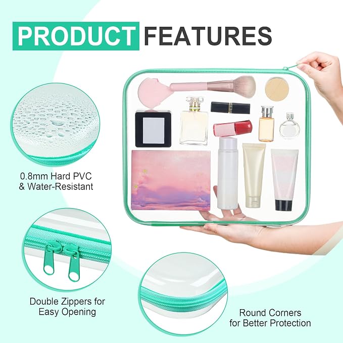 Sanwuta 6 Pcs Clear Hard Zipper Case Pencil Pouches Hard Plastic Zipper Pouches - Image 3
