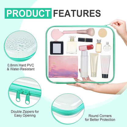 Sanwuta 6 Pcs Clear Hard Zipper Case Pencil Pouches Hard Plastic Zipper Pouches - Image 3