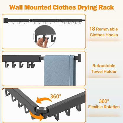 Wall Mount Clothes Drying Rack, 2-Fold Foldable & Sturdy Laundry Drying Rack - Image 3