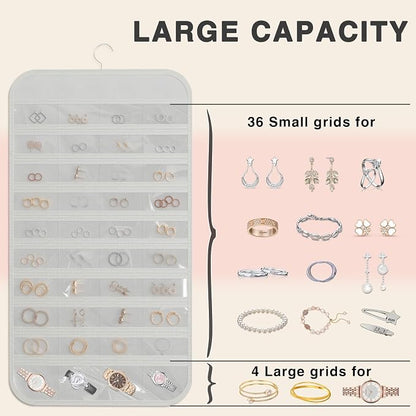 Hanging Jewelry Organizer Storage, 40 Pockets 36 Hooks Necklace Earring - Image 7