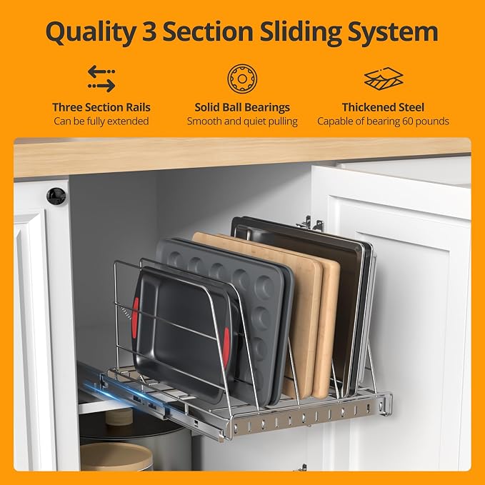 Pull Out Cabinet Organizer for Cutting Board, Cookie Sheet, Baking Sheet - Image 2