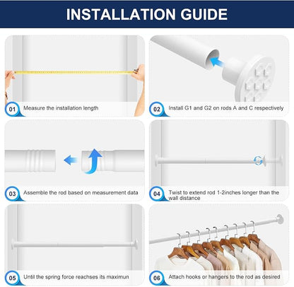 No Drilling Closet Rod, 27.5-94 Inches Hanging Closet Rod - Image 8