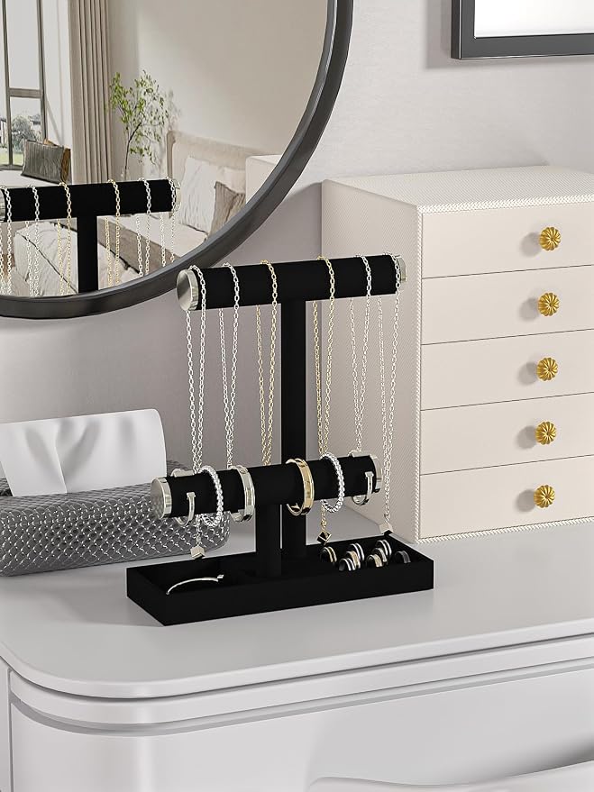 Bracelet and Necklace Holder, Velvet Jewelry Necklace Display Organizer Stand - Image 2