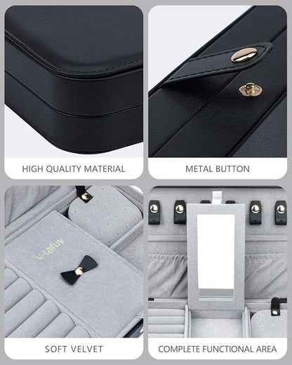 Travel Jewelry Organizer with Mirror Portable Case Small Jewellery Box Gift - Image 7