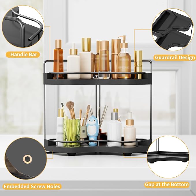 2-Tier Corner Bathroom Counter Organizer - Image 4