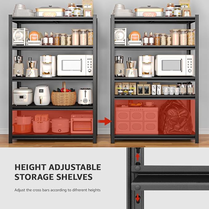 55.12" W Father&I 5-Shelf Industrial Adjustable Heavy-Dudy Tall Metal Steel - Image 8