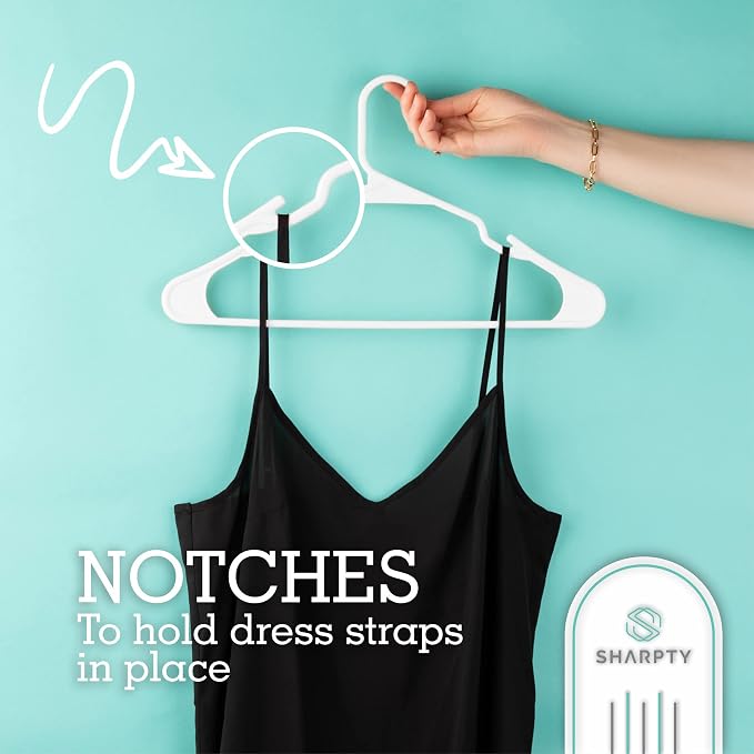 Sharpty Plastic Hangers, 50 Pack, Space Saving, Heavy Duty - Image 4