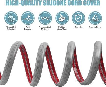 Floor Cord Cover Self Adhesive Cord Hider, 3.3FT Cable Management, Extension - Image 3