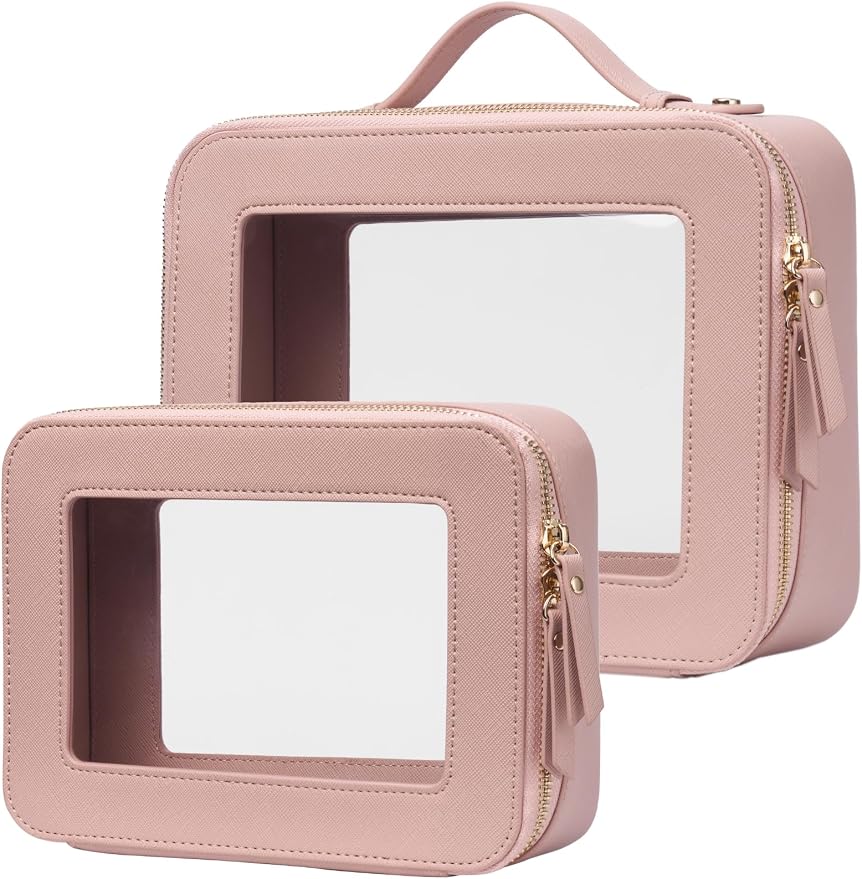 Popvibe Clear Makeup Bag Travel Cosmetic Case Transparent Toiletry Bag by POPVIBE