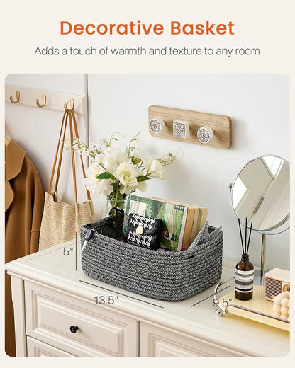Small Woven Basket, 13.5 x 9.5 x 5 Inches, Storage Basket - Image 2