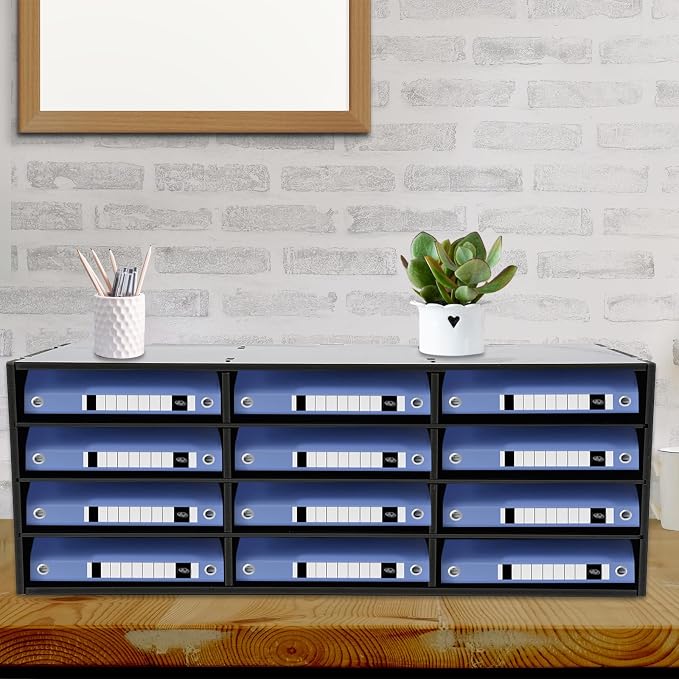12 Compartments Literature Organizer, Desktop File Sorter Mail Center Paper - Image 4