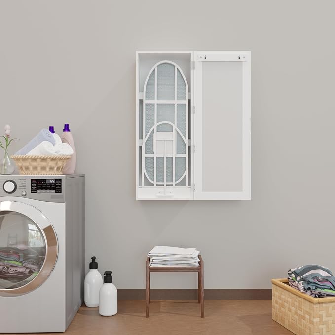 Wall Mount Ironing Board Cabinet, Built in Swivel Ironing Board Folding - Image 9