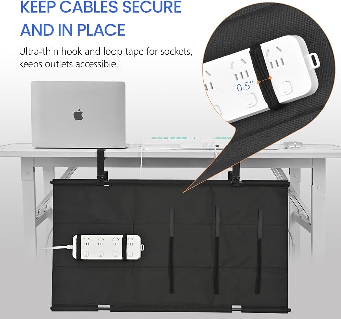 28" Under Desk Cable Management Tray- Clamp/Screw Mount Desk Cable Organizer - Image 3