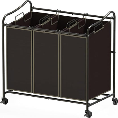 Simple Houseware Heavy Duty 3-Bag Laundry Sorter Rolling Cart by SimpleHouseware