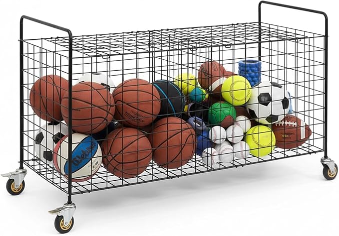 MyGift X-Large Capacity Black Metal Sports Ball and Gym Equipment Storage by MyGiftHome