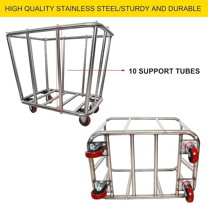 Laundry Cart Commercial, 10 Bushel Large Industrial Rolling Laundry Hamper - Image 3