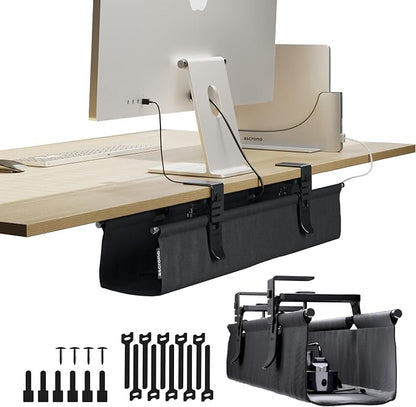 Ascrono Original No Drill Under Desk Cable Management Tray 27.3" by Ascrono