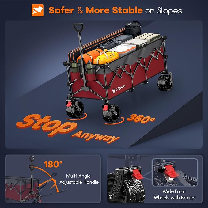 48" L Folding Beach Wagon Cart Foldable, 560lbs Weight Capacity 300L Heavy Duty - Image 8
