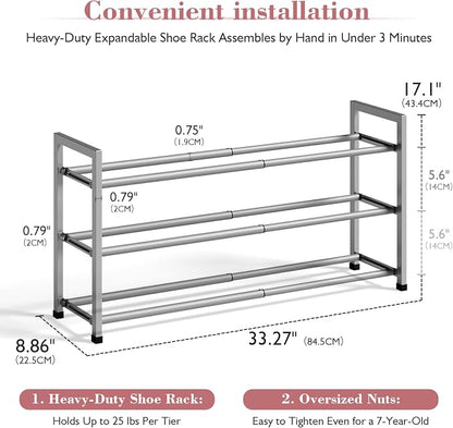 Bumusty 3-Tier Expandable Shoe Rack - Image 3