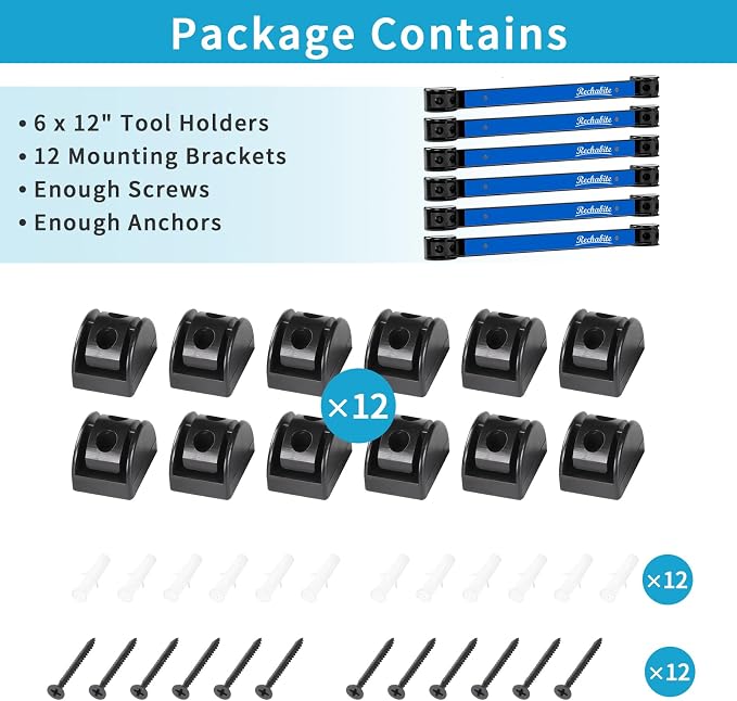 6 Pieces 12" Magnetic Tool Holder Strip, Metal Tool Organizer Rack - Image 7