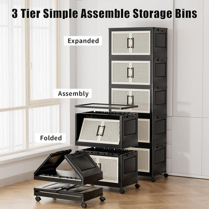 Stackable Storage Bins with Lids, Collapsible Plastic Storage Box Closet - Image 2