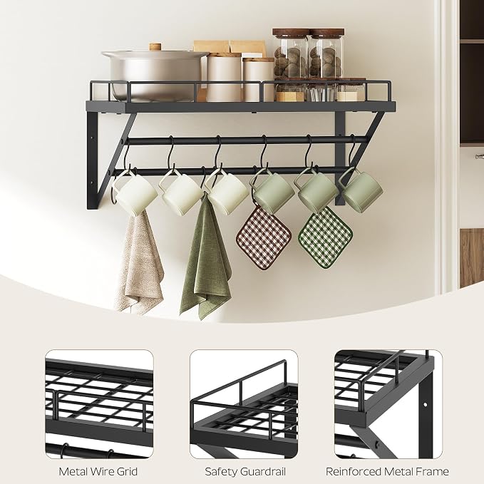 Wall Mounted Pot Rack, 23.8 Inch Pot and Pan Organizer - Image 8