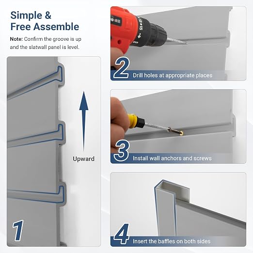 Slatwall Panel 8 FT x 4 FT, Interlocking Slat Wall Paneling, Wall Mounted PVC - Image 5