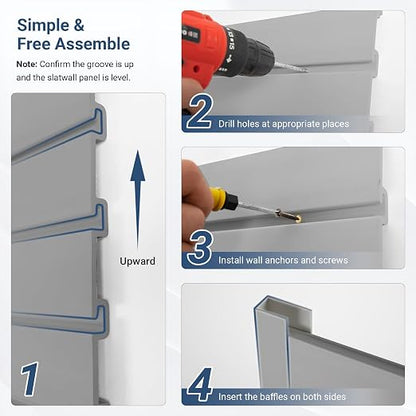 Slatwall Panel 8 FT x 4 FT, Interlocking Slat Wall Paneling, Wall Mounted PVC - Image 5