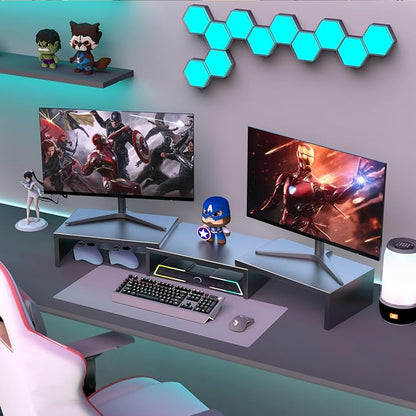 Dual Monitor Stand for Desk, Metal Computer Stand, Desk Shelf Riser, Desktop - Image 7