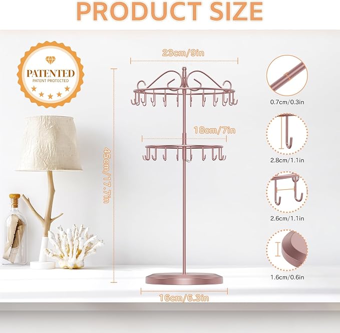 iDavosic.ly 2 Tier Rotating Necklace Holder Organizer - Image 3