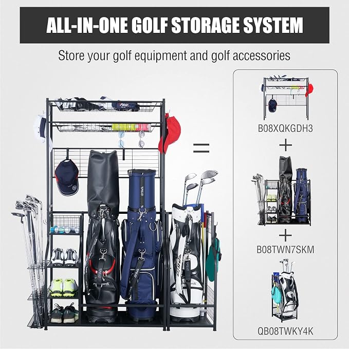 Mythinglogic Golf Bag Storage Garage Organizer, 2 Golf Bags Storage Stand and - Image 8