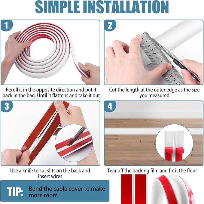 Floor Cord Covers for Wires 20FT Cable Hider Wire Coverr Self Adhesive Cord - Image 5