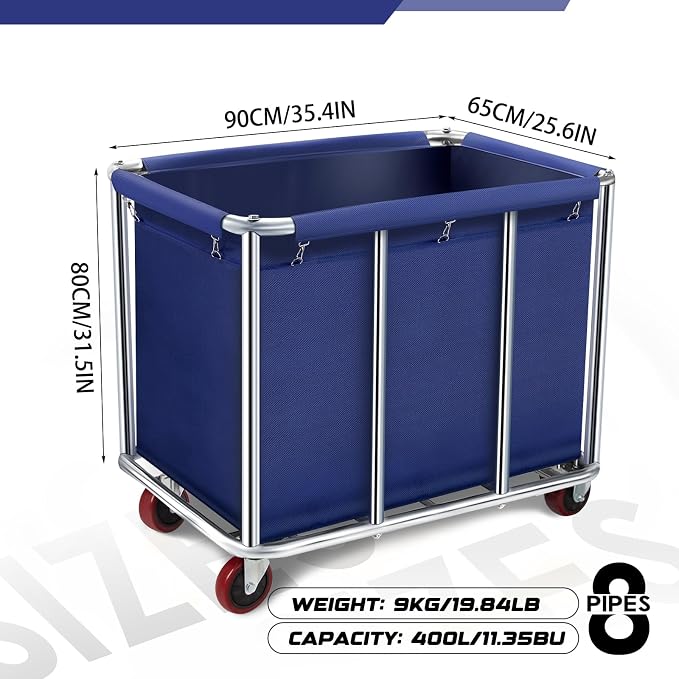 Commercial Laundry Cart with Wheels, 11.35 Bushel Large Laundry Tumbler with - Image 2