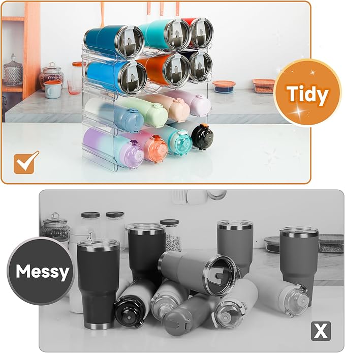 Stackable Water Bottle Organizer, Large Compartment Water Bottle Holder - Image 4
