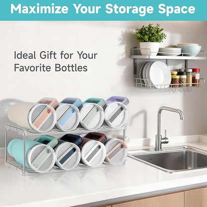 Stackable Water Bottle Organizer, Large Compartment Water Bottle Holder - Image 5