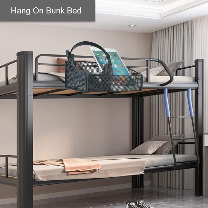 Bedside Caddy Hanging Storage Basket Beside Shelf Metal Organizer - Image 5